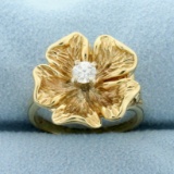 1/5ct Diamond Flower Ring In 14k Yellow Gold