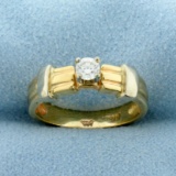 1/5ct Diamond Solitaire Engagement Ring In 14k Yellow And White Gold