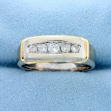 Men's 1/2ct Tw Diamond Wedding Band Ring In 10k Yellow And White Gold