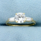 Over 1ct Tw Cz Engagement Ring In 10k Yellow Gold