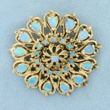 Antique Opal And Seed Pearl Pendant Or Pin In 14k Yellow Gold