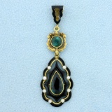 Antique Tourmaline And Seed Pearl Pendant In 14k Yellow Gold