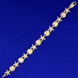 Star Fish And Sea Urchin Bracelet In 14k Yellow Gold