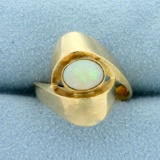 Designer Opal Solitaire Ring In 14k Yellow Gold