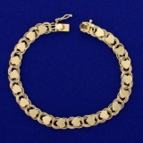 Heart Link Charm Bracelet In 14k Yellow Gold