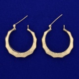 Large Designer Hoop Earrings In 14k Yellow Gold