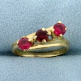 Three-stone Ruby And Pink Sapphire Ring In 14k Yellow Gold