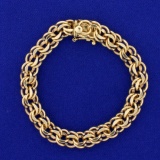 7 1/2 Inch Double Link Charm Bracelet In 14k Yellow Gold