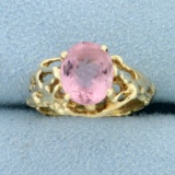 3ct Morganite Solitaire Ring In 14k Yellow Gold