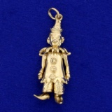 Mechanical Clown Charm Or Pendant In 14k Yellow Gold