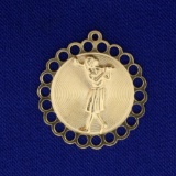 Female Golf Pendant In 14k Yellow Gold