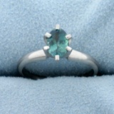 1ct Green Sapphire Solitaire Ring In Platinum