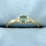 Green Vanadium Chrysoberyl And Diamond Ring In 14k Yellow Gold