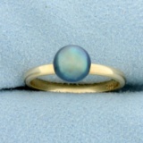 6.7mm Tahitian Pearl Solitaire Ring In 14k Yellow Gold