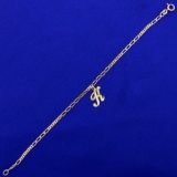 Initial K Figaro Chain Bracelet In 14k Yellow Gold