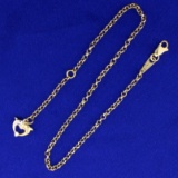 10 Inch Dolphin Charm Anklet In 14k Yellow And White Gold