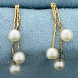 Cultured Pearl Dangle Earrings In 14k Yellow Gold