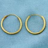 Twisting Design Hoop Earrings In 14k Yellow Gold