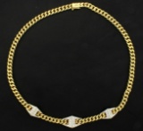 1/2ct Tw Diamond Italian Made Curb Link Necklace In 18k Gold