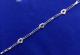 Italian Made Diamond Heart Bracelet In 14k White Gold