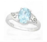 2ct Sky Blue Topaz & Diamond Ring In Sterling Silver