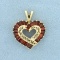 2ct Tw Baguette Garnet Heart Pendant In 14k Yellow Gold