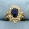 3ct Tw Natural Sapphire And Diamond Ring In 14k Yellow Gold