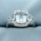 2.3ct Tw Aquamarine And Diamond Ring In 14k White Gold