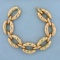 Oversized Designer Italian Made Oval Link Bracelet In 18k Yellow Gold