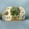 3 1/4ct Tw Peridot And Diamond Ring In 14k Yellow Gold