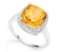 Huge 4ct Cushion Cut Citrine & Diamond Ring In Sterling Silver