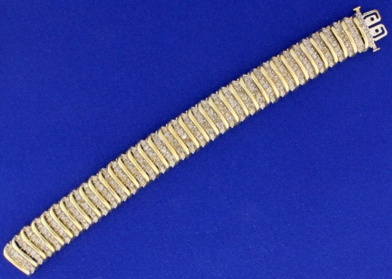 12ct Champagne Diamond Tennis Bracelet In 10k Yellow Gold