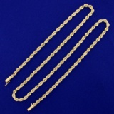 23 Inch Rope Style Chain Necklace In 14k Yellow Gold