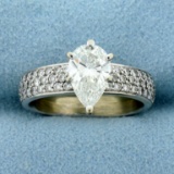 2ct Tw Pear Shaped Diamond Engagement Ring In 18k White Gold