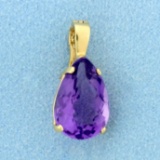 5ct Pear Shaped Amethyst Pendant In 14k Yellow Gold