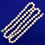 Akoya Pearl And Jade Necklace In 14k Yellow Gold