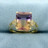 5ct Ametrine And White Sapphire Ring In 10k Yellow Gold