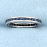 1/4ct Tw Channel-set Sapphire Band Ring In 14k White Gold