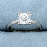 Antique 1ct Old European Cut Diamond Solitaire Engagement Ring In Platinum
