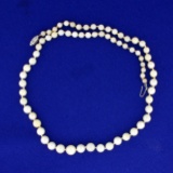 Vintage Graduated Cultured Pearl Necklace With 10k White Gold Clasp