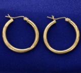 Engraved Hoop Earrings In 10k Yellow Gold