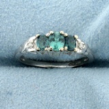 Green Topaz And Diamond Ring In 10k White Gold