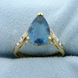 3ct London Blue Topaz And Diamond Ring In 14k Yellow And White Gold