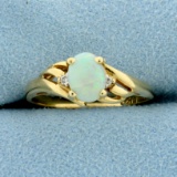 1ct Opal And Diamond Ring In 14k Yellow Gold