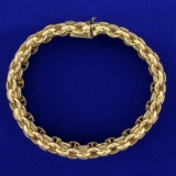 Italian Made Heavy Designer Link Bracelet In 18k Yellow Gold