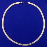 16 1/2 Inch Italian Made Herringbone Chain Necklace In 14k Yellow Gold