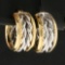 Designer Two Hoop Earrings In 14k White And Yellow Gold
