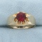 Men's Antique 1.5ct Red Topaz Solitaire Ring In 14k Yellow Gold