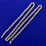 22 Inch French Rope Chain Necklace In 14k Yellow Gold