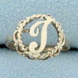 J Monogram Ring In 14k Yellow Gold
